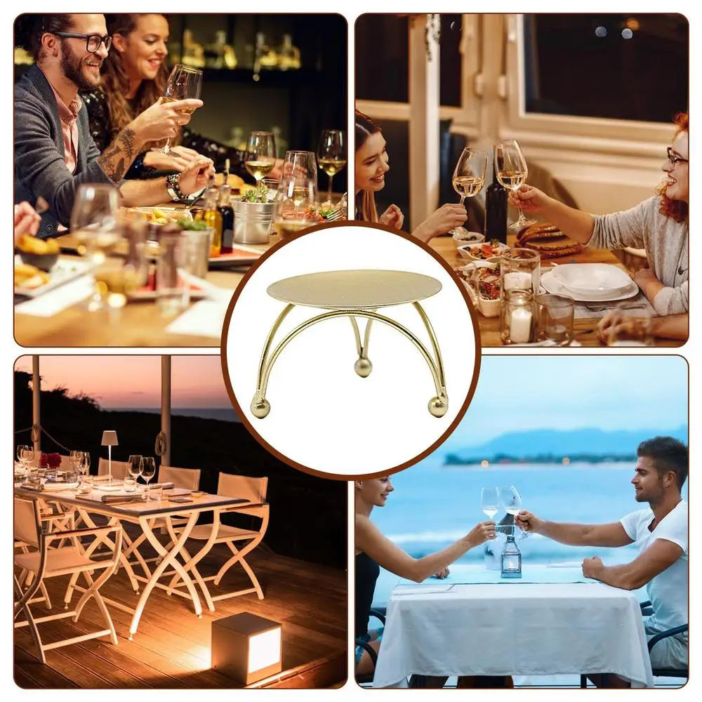 Handmade metal candle holder centerpiece for dining table.