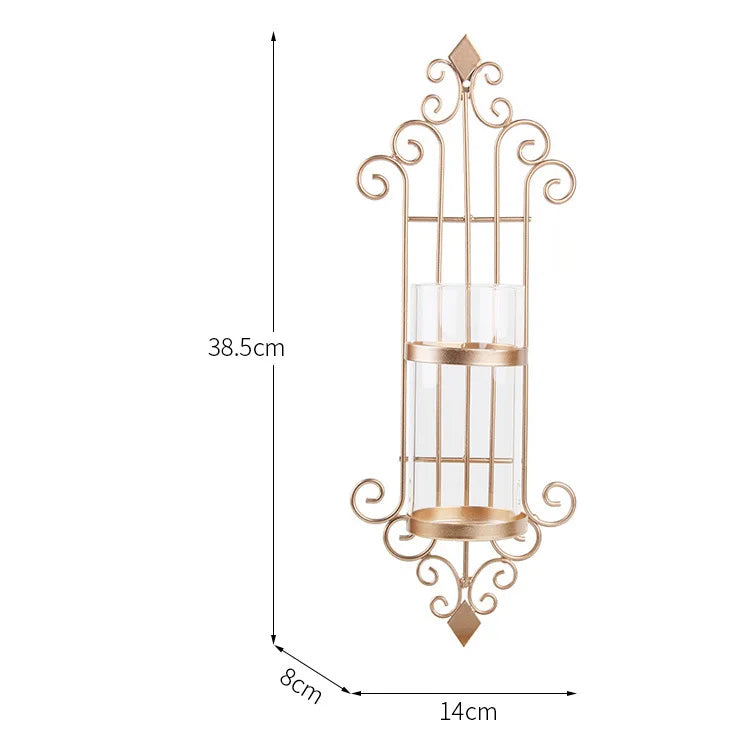 Modern post-classical wall candle sconce in gold and black.