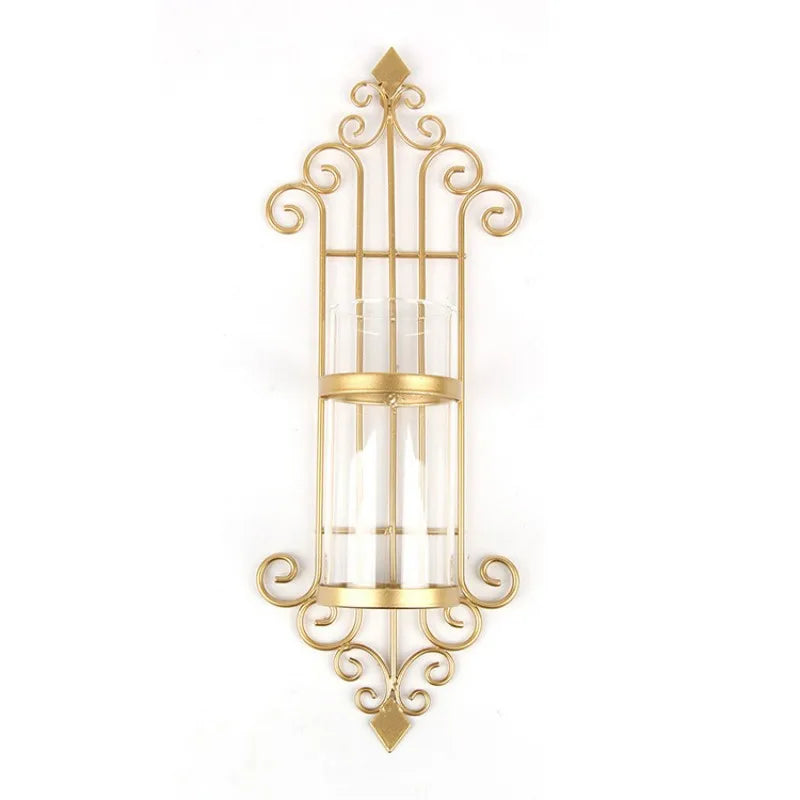 Crystal glass candle wall holder for living room ambiance.