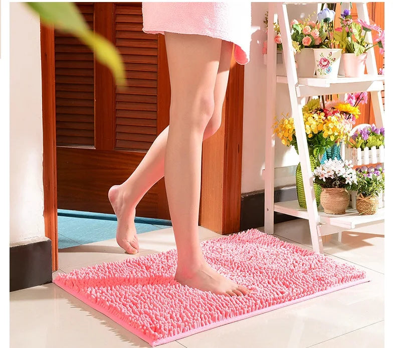 Soft pink EVA bathroom mat for wet areas.