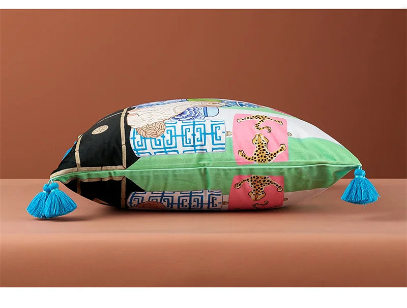 Decorative luxury velvet pillow for sofa or bed.