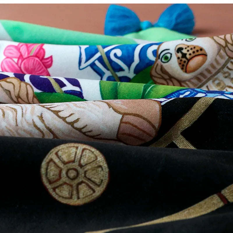 Premium velvet throw pillow cover with oriental print.