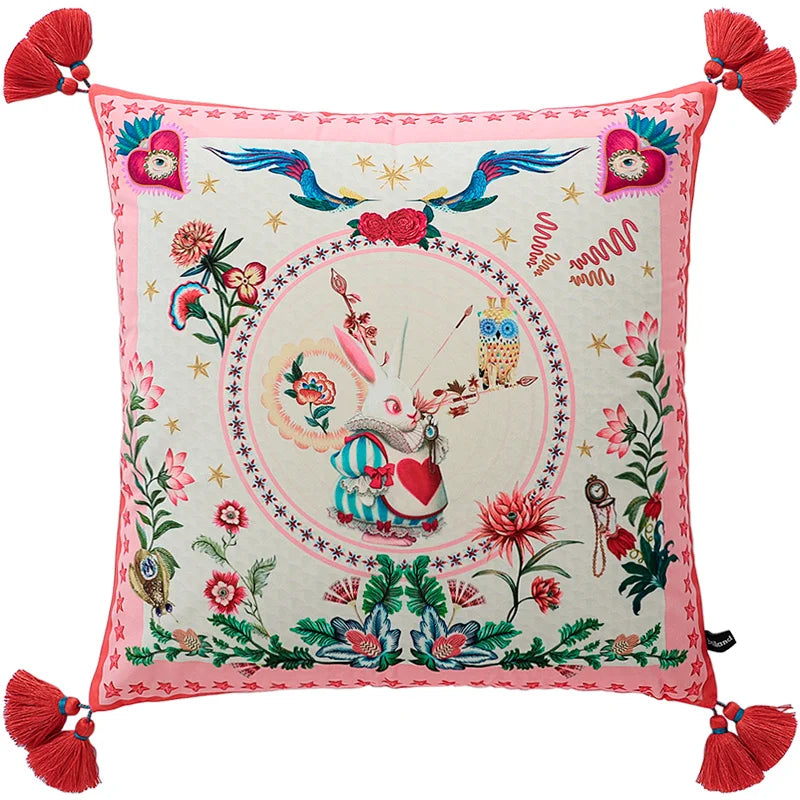 Enchanted rabbit heart double-sided velvet pillowcase.