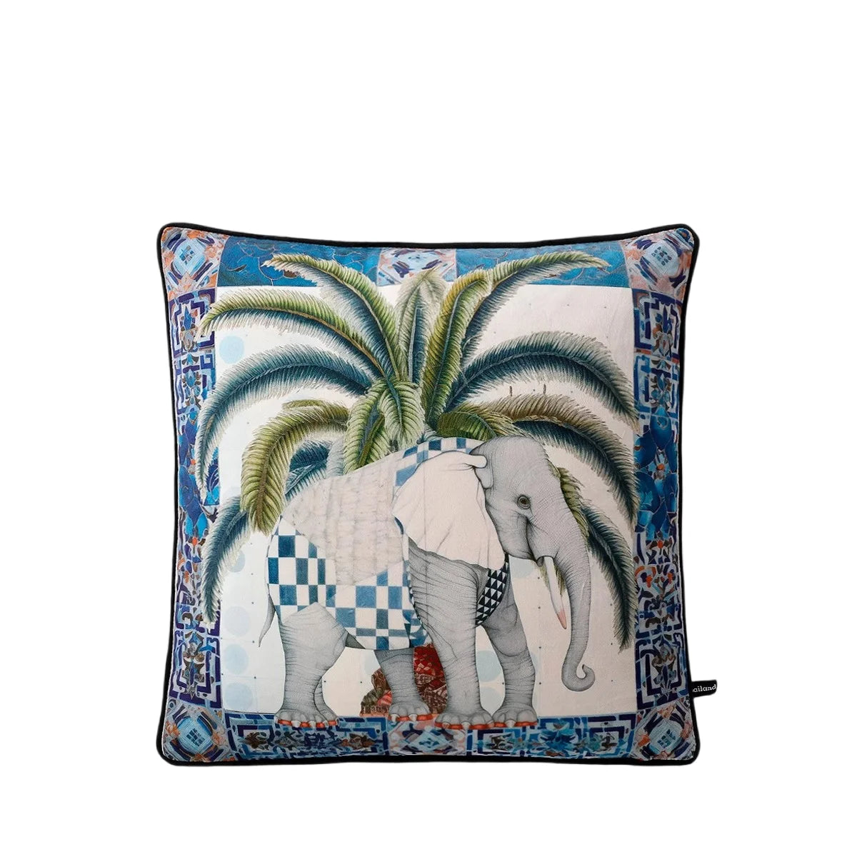 Premium velvet sofa cushion inspired by traditional chinoiserie art.