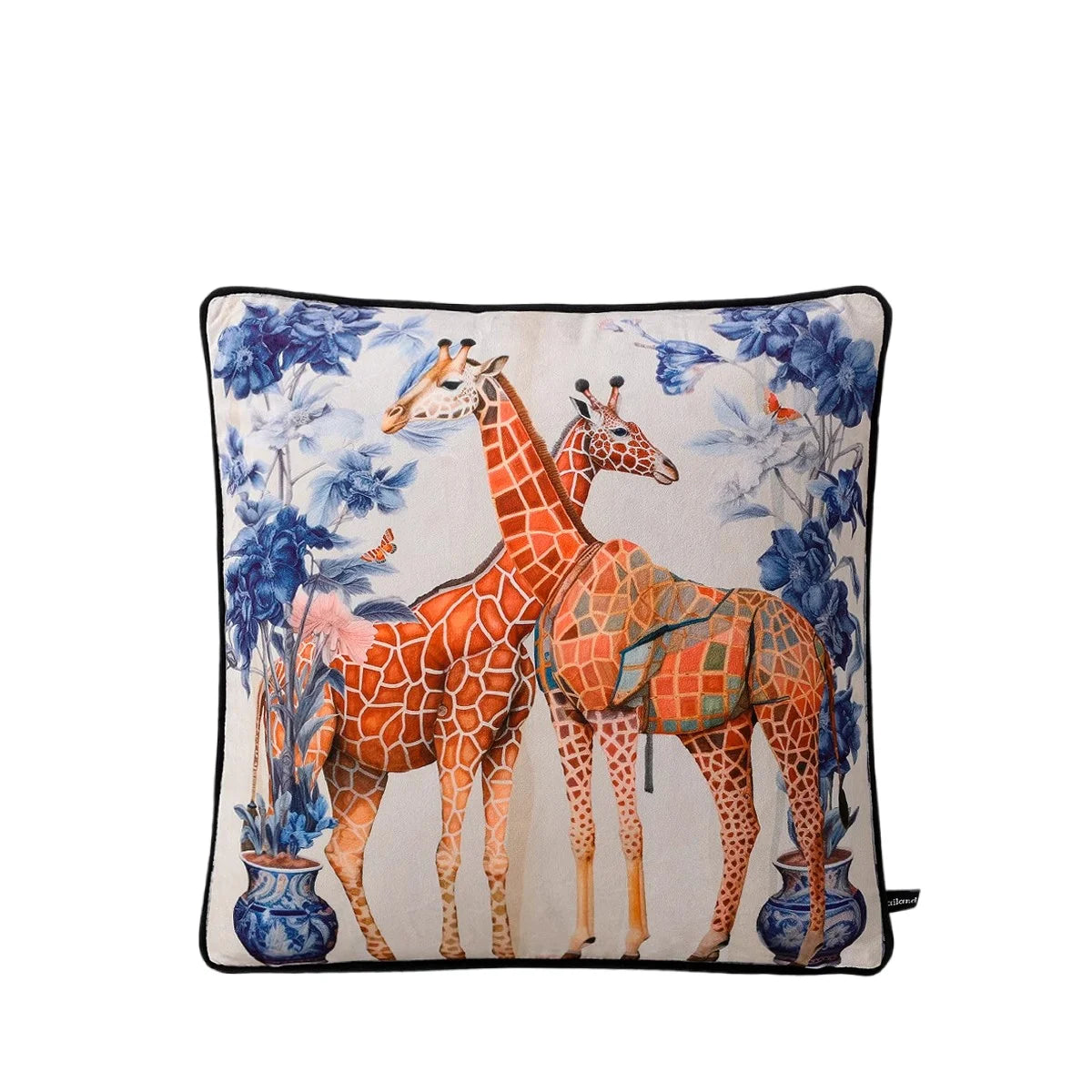 Elegant bedroom decor cushion with traditional animal motifs.