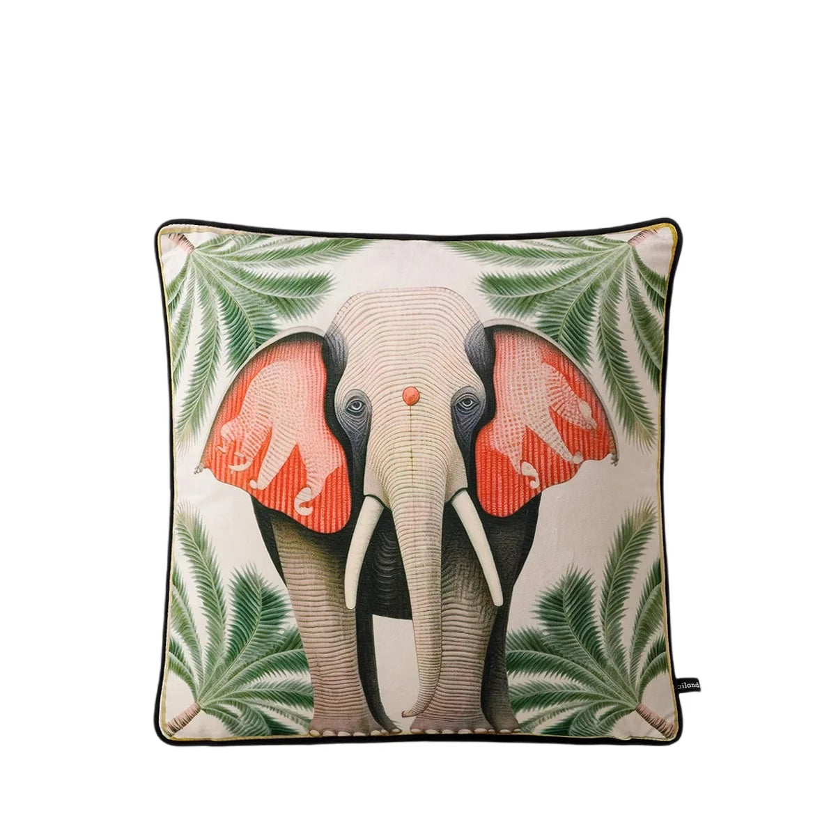 Luxurious velvet cushion inspired by European jungle art.