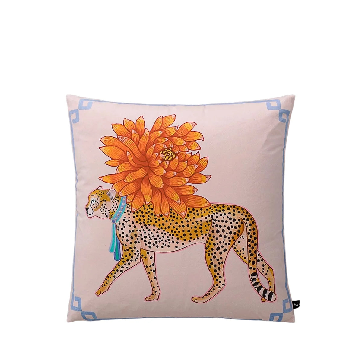 Animal print velvet throw pillow inspired by French vintage art.