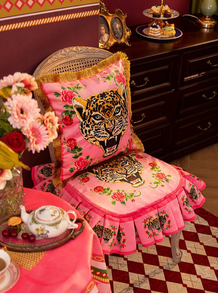 Soft velvet leopard cushion cover for elegant living room.