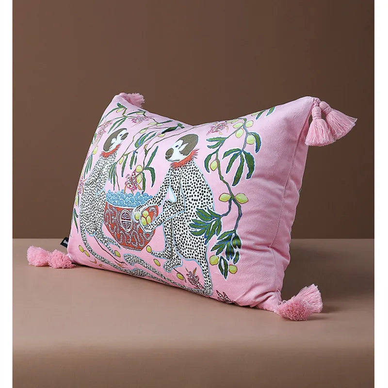 Animal-themed luxury cushion cover for stylish interiors.