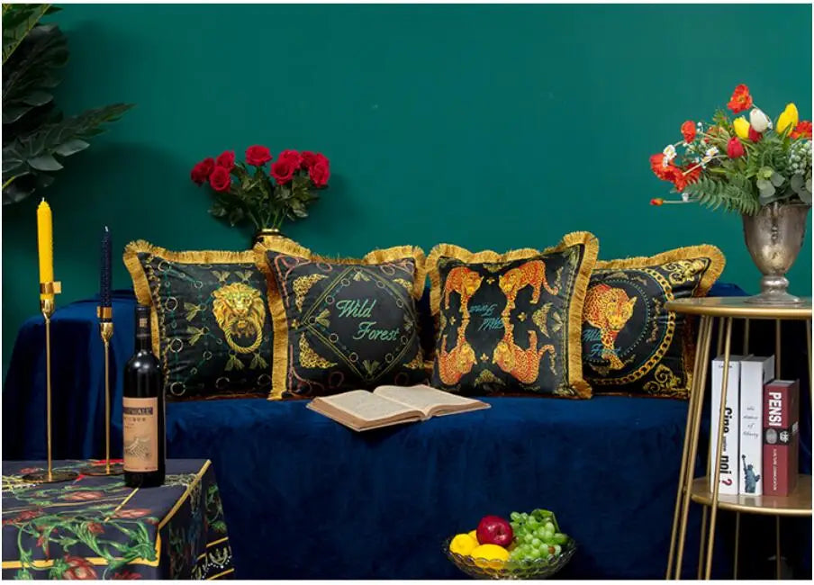 Elegant living room pillow cover with velvet fabric texture.