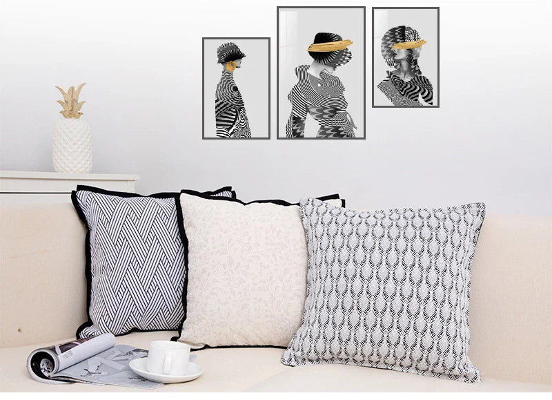 Decorative pillowcase with animal embroidery for living room.