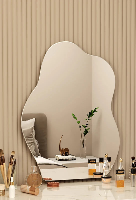 Plain wavy mirror for dressing room or living area décor.
