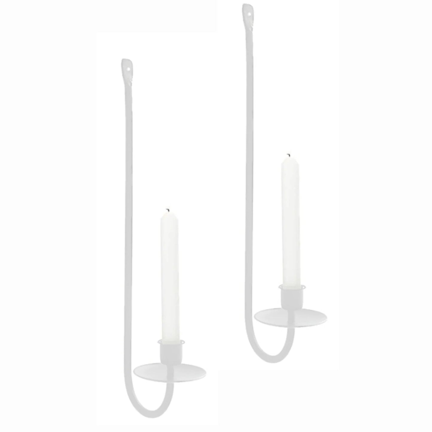 Modern white metal wall candle holder set for living room decor.