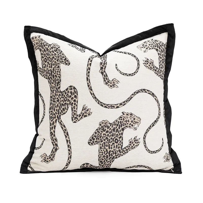 Polyester jacquard pillowcase with animal pattern design.