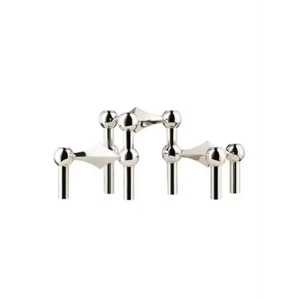 Luxury chrome candlestick for contemporary home decoration.