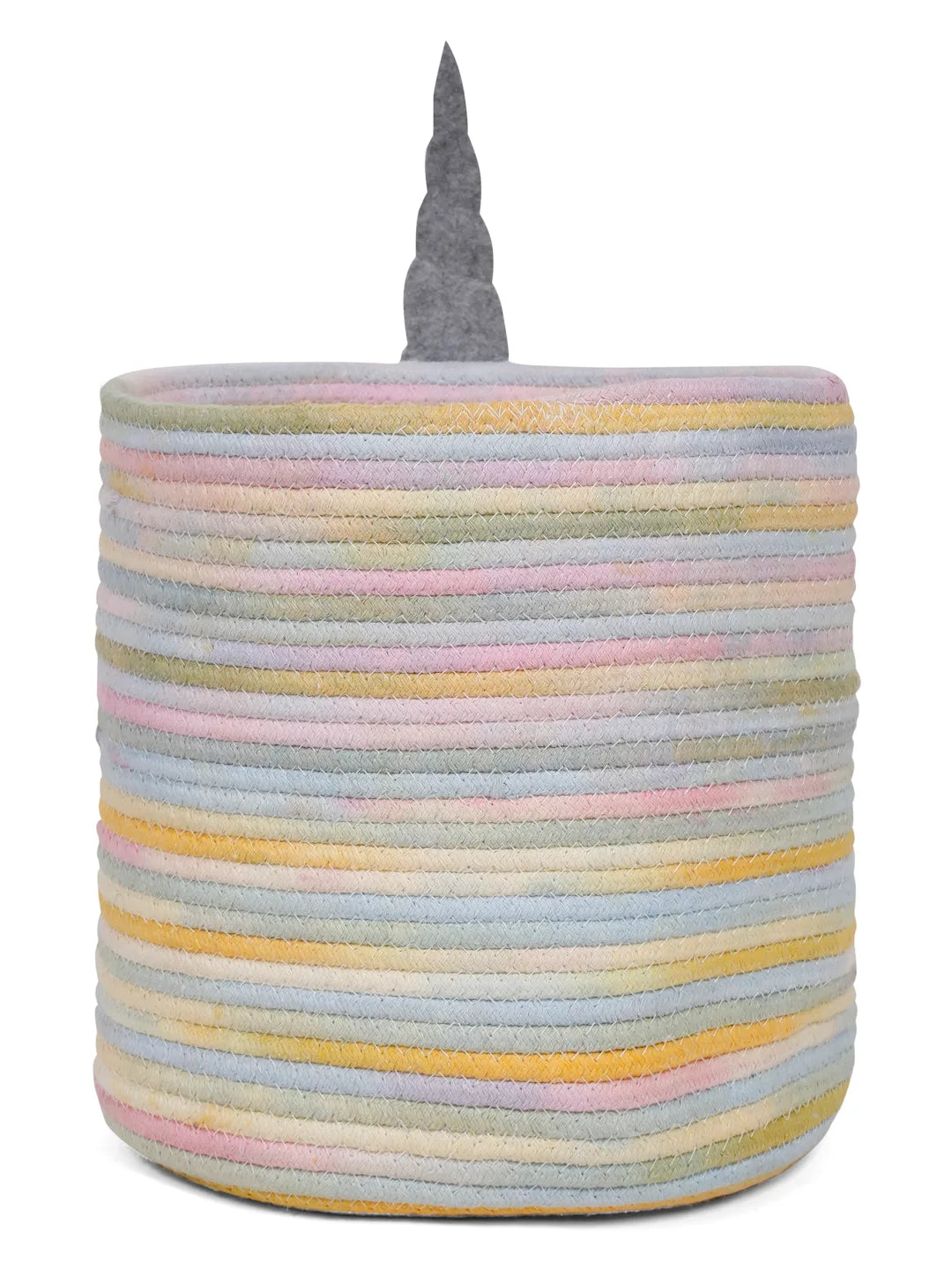 Decorative unicorn jute hamper for kids’ clothes