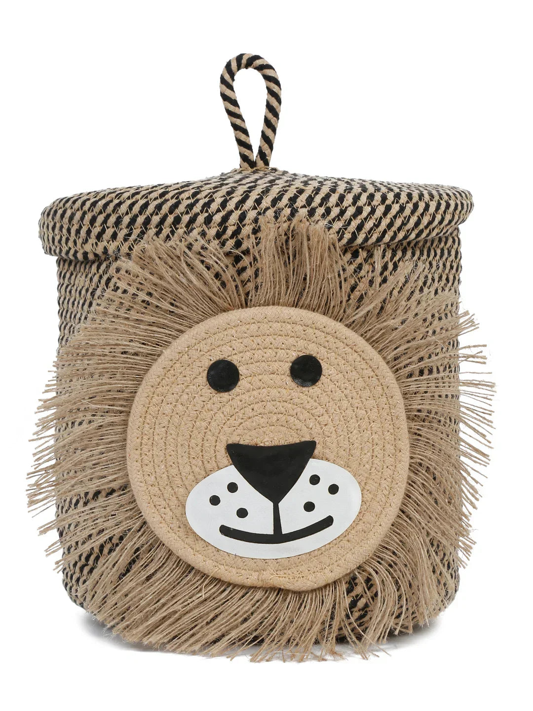Natural jute lion laundry hamper with mane