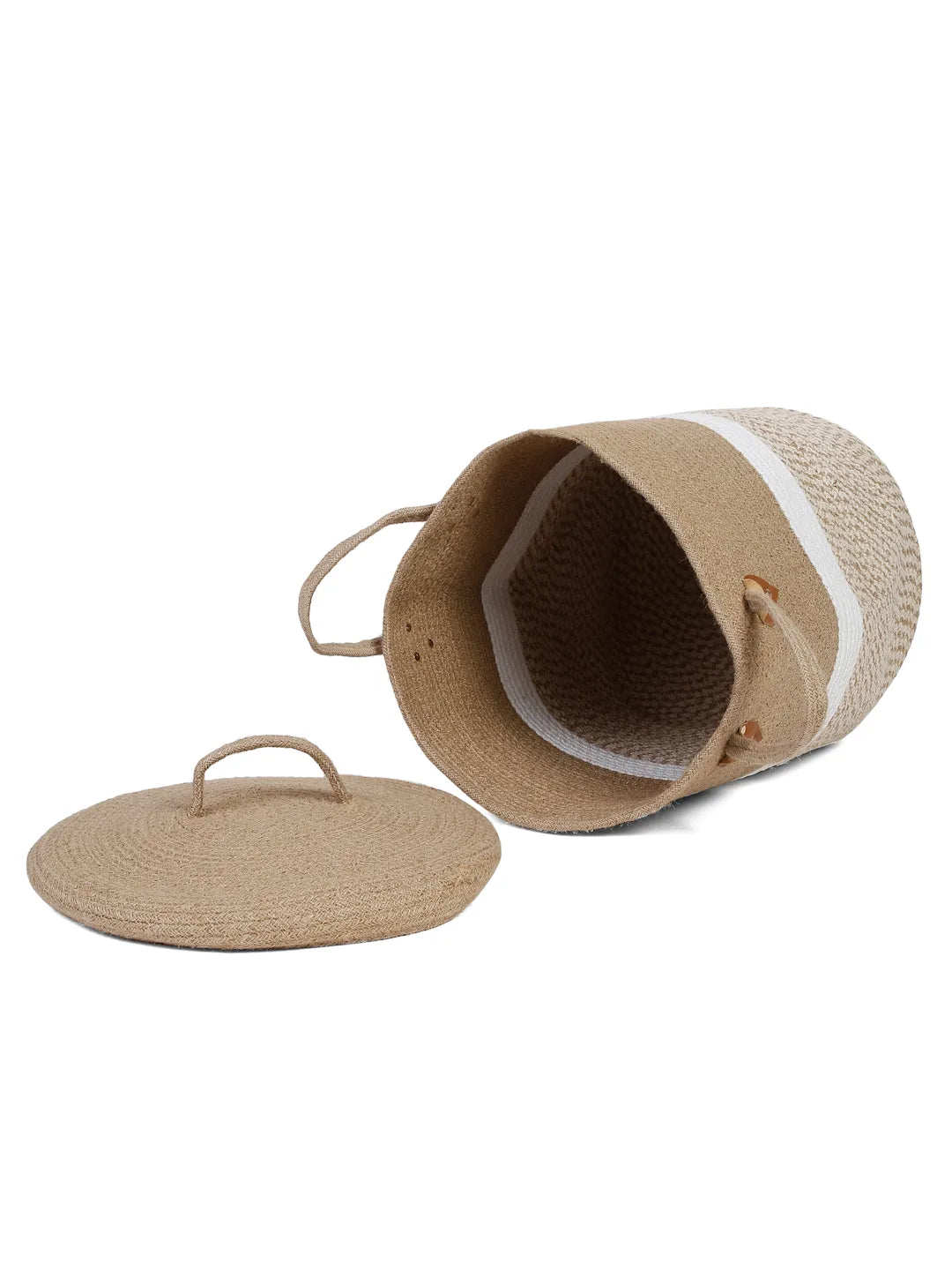 Foldable solid jute cotton laundry hamper