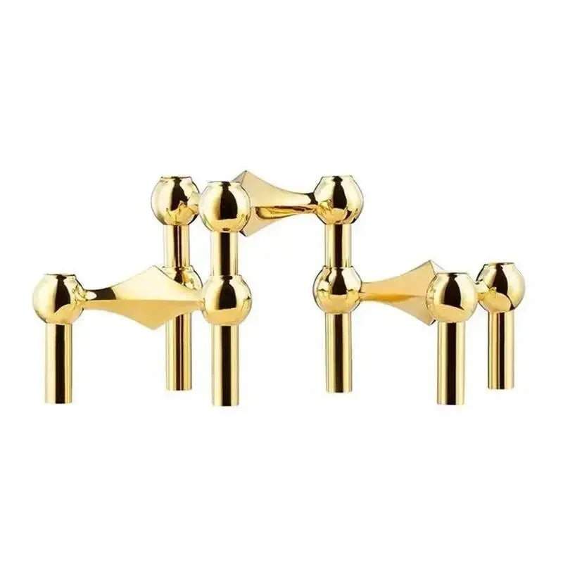 Luxury gold molecular metal candle holder for modern home decor.