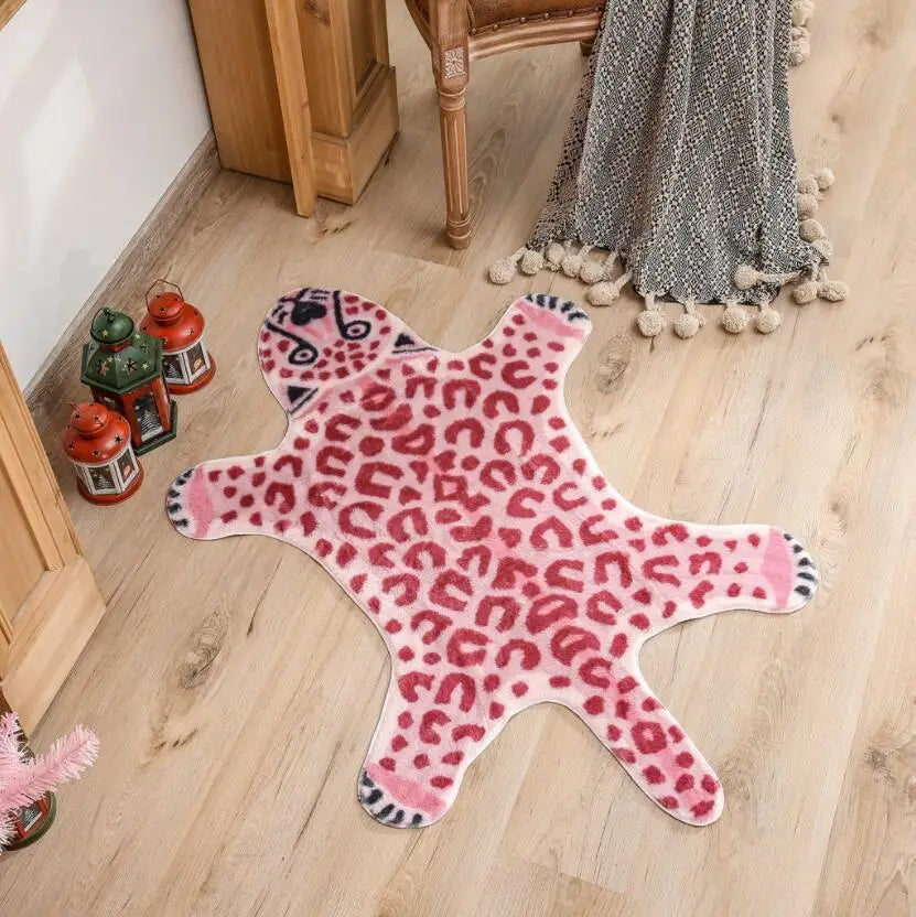 Animal print pink rug for bedroom and kids’ play areas.