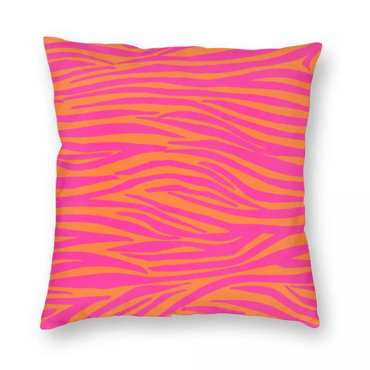 Polyester woven zebra print cushion cover with hidden zipper.