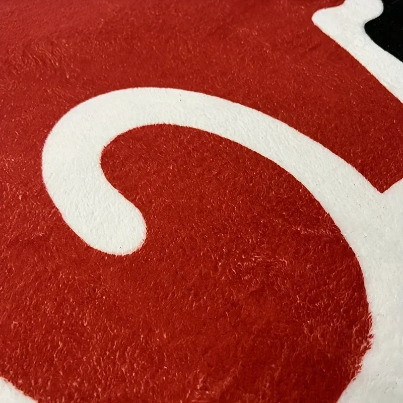 Anti-slip red cloud rug detail showing plush pile.