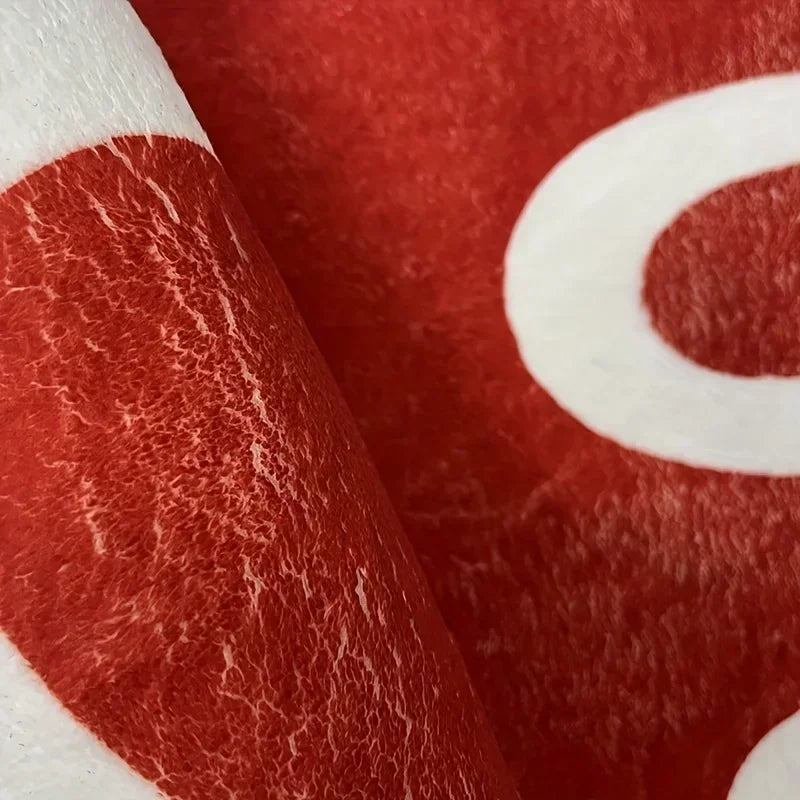 Cute anime-style red cloud mat for dorm room.