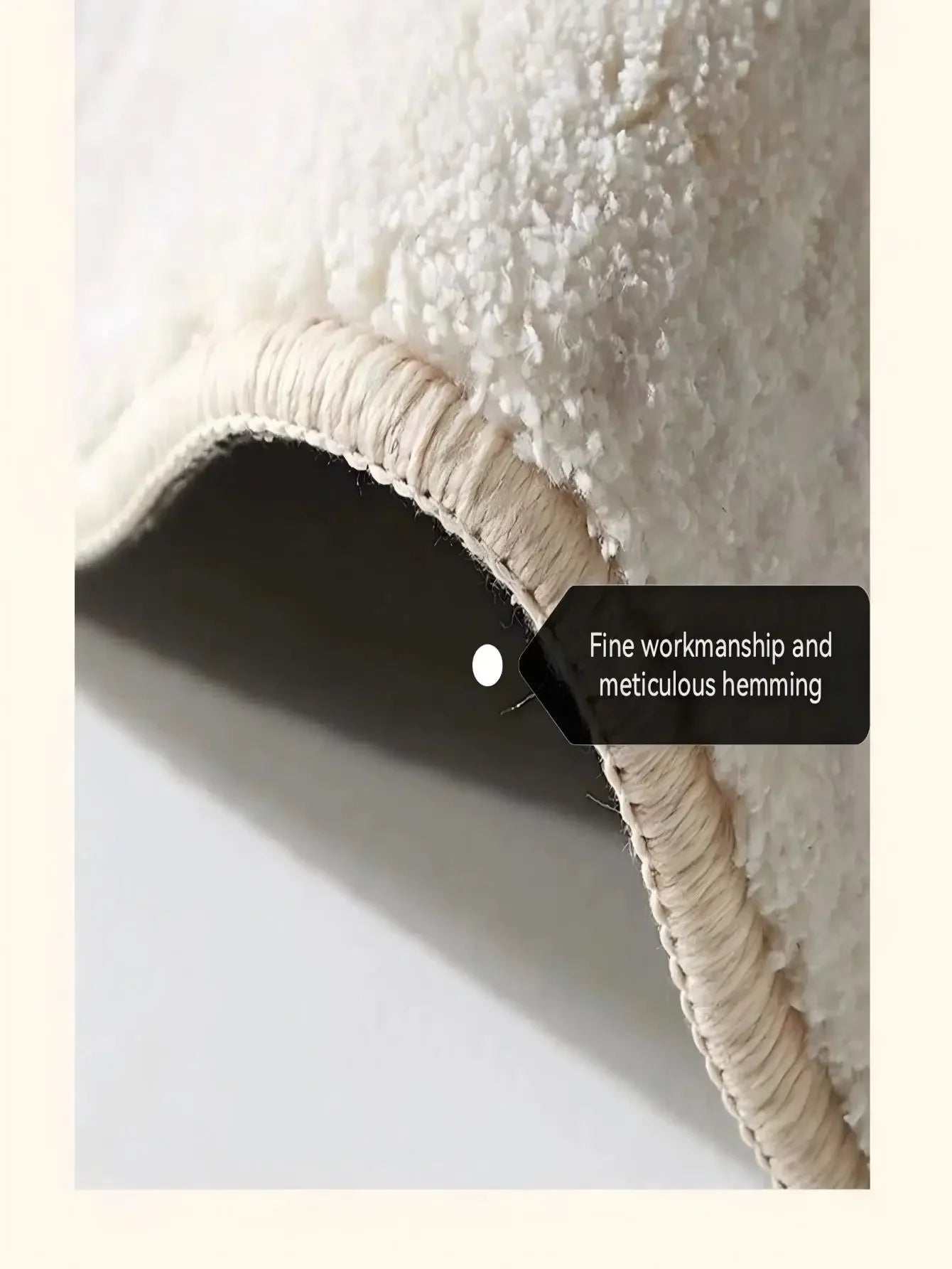 Red cloud area rug beside bed in modern interior.