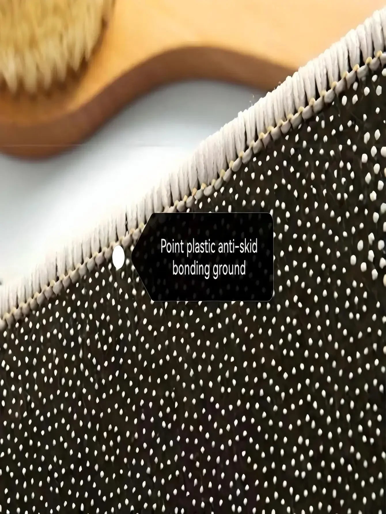 Close-up of red cloud design and smooth edge finish.