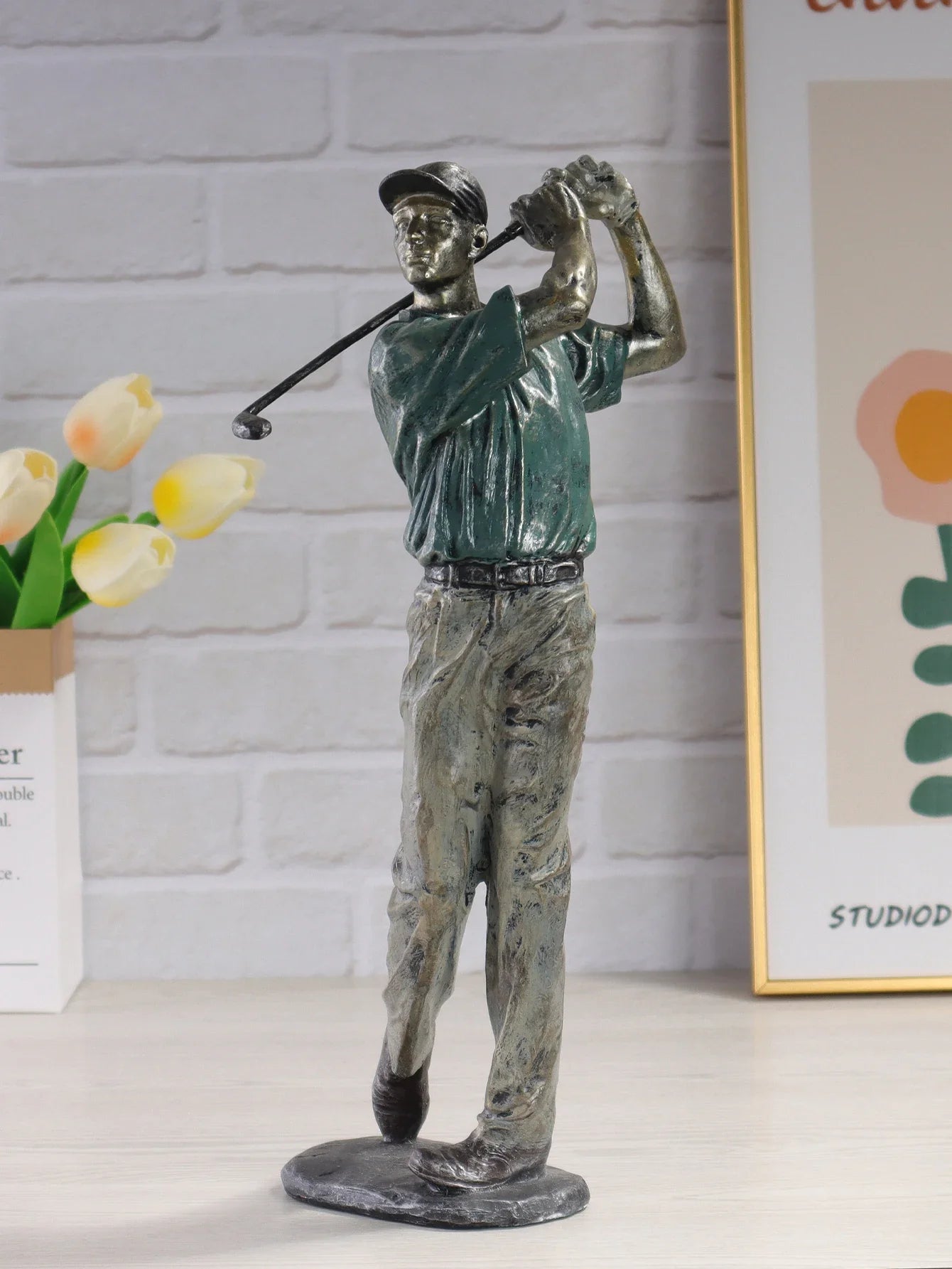 Luxury golf swing statue for living room decoration.