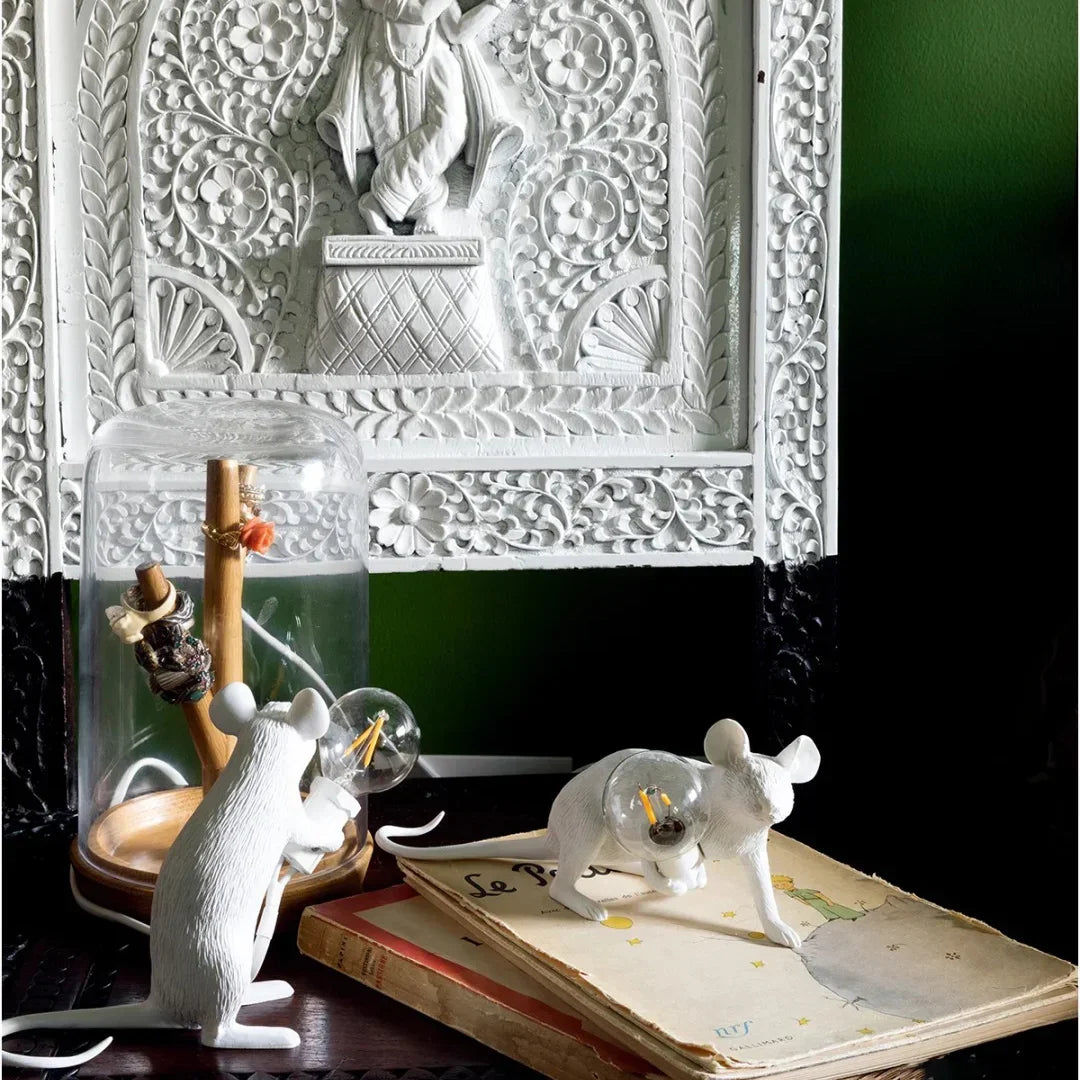 Resin mouse LED table lamp for modern home decor
