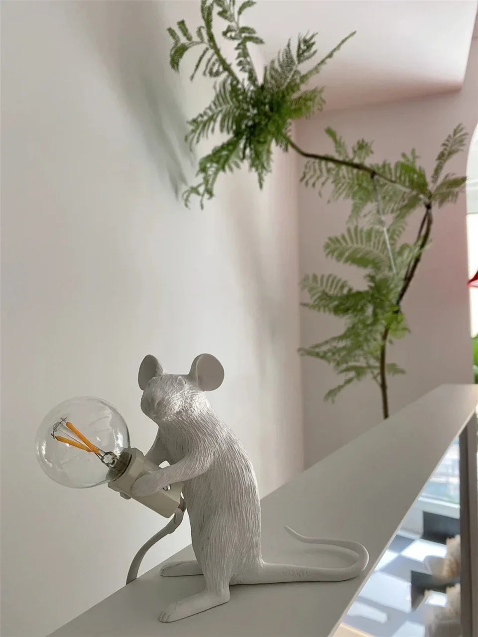 Resin mouse LED desk lamp with whimsical design