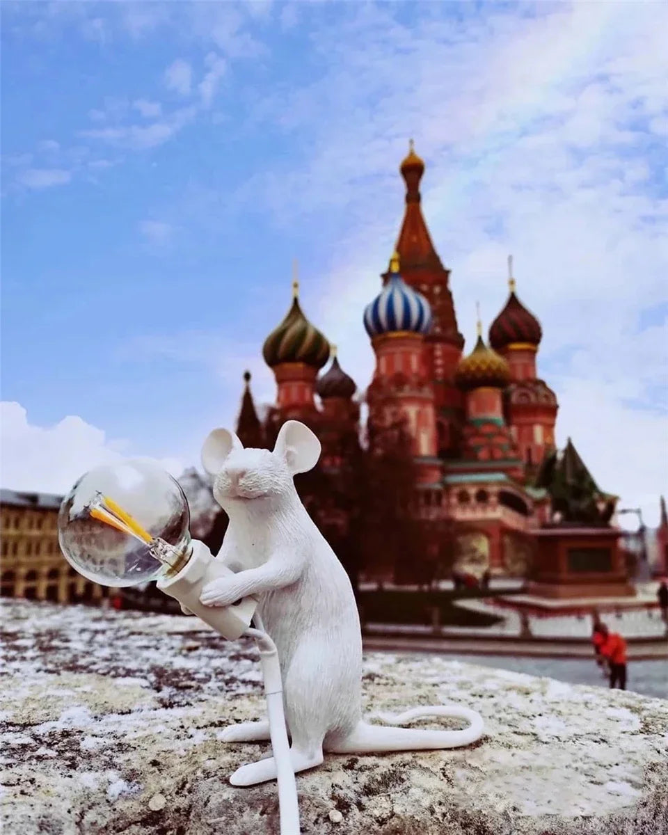 Artistic resin mouse lamp for bedroom nightstand