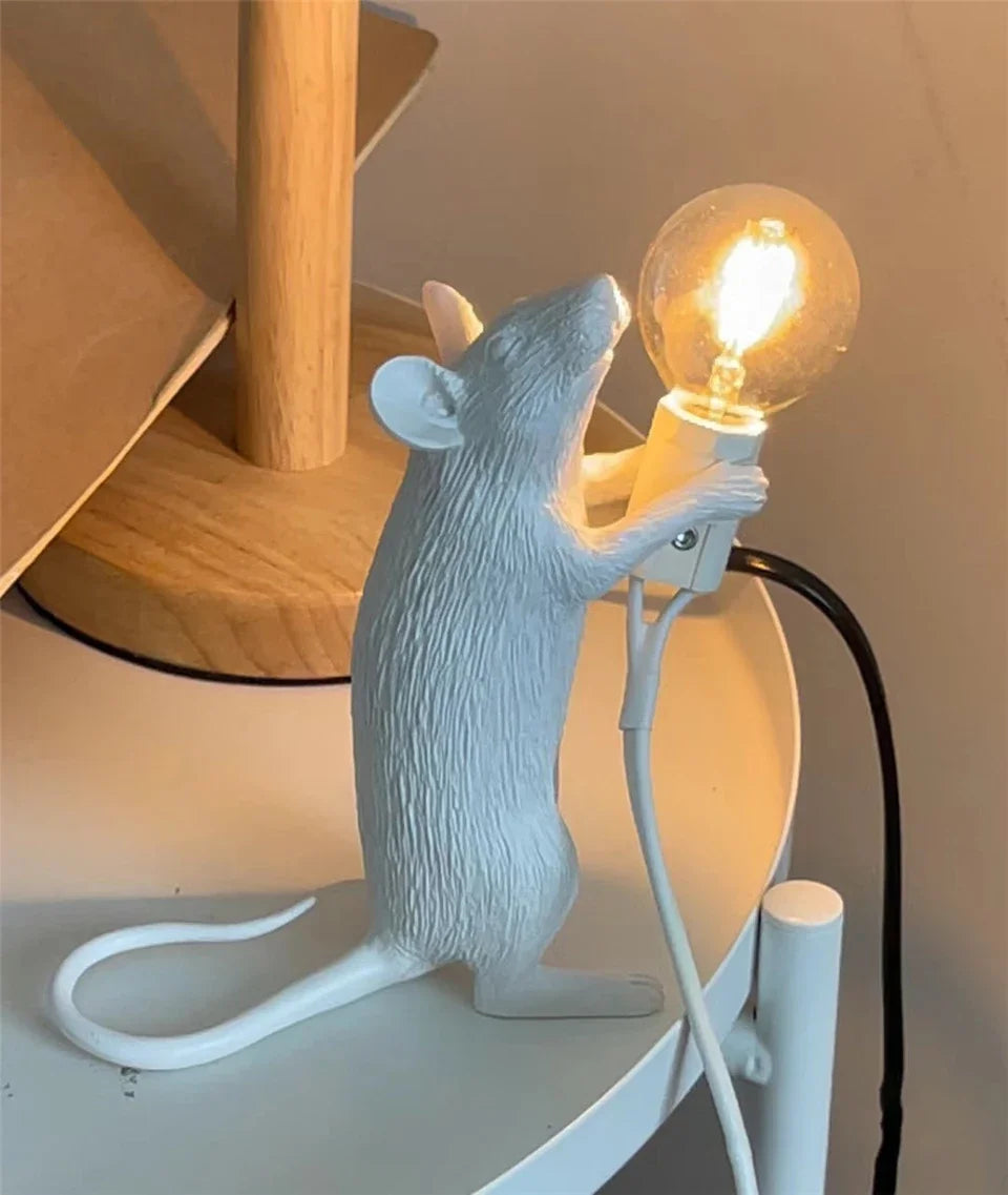 Small resin mouse decorative lamp for living room