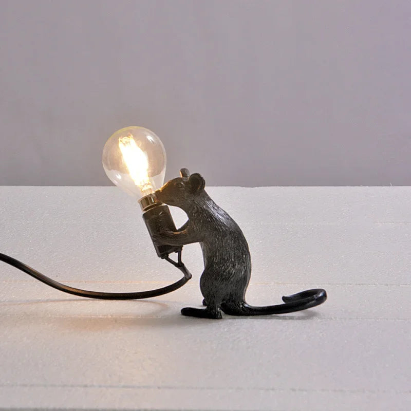 Resin black mouse LED lamp for modern interiors