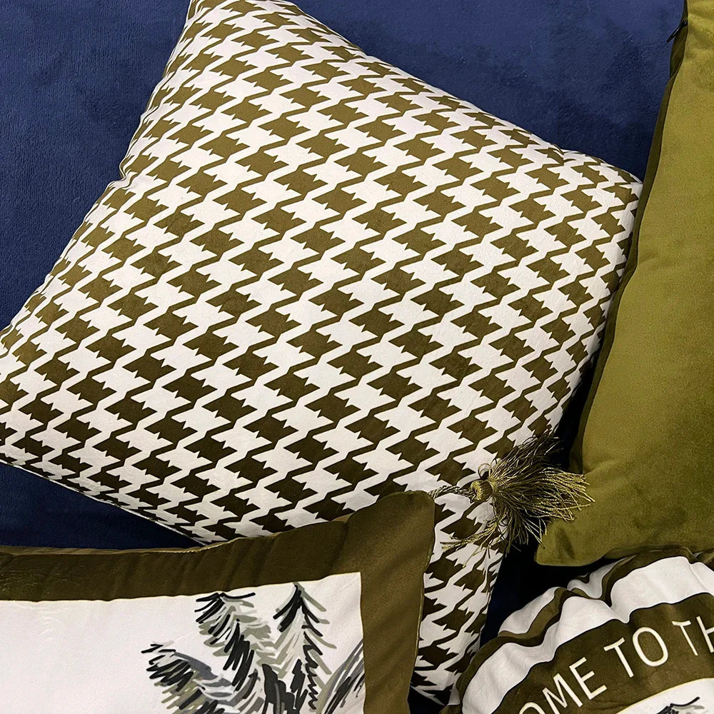 Set of tropical animal print cushion covers with jungle design.