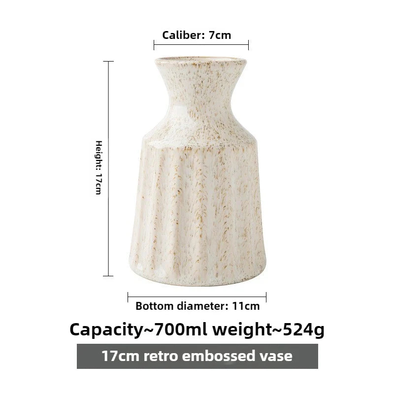 Decorative tabletop ceramic vases for farmhouse and rustic homes.