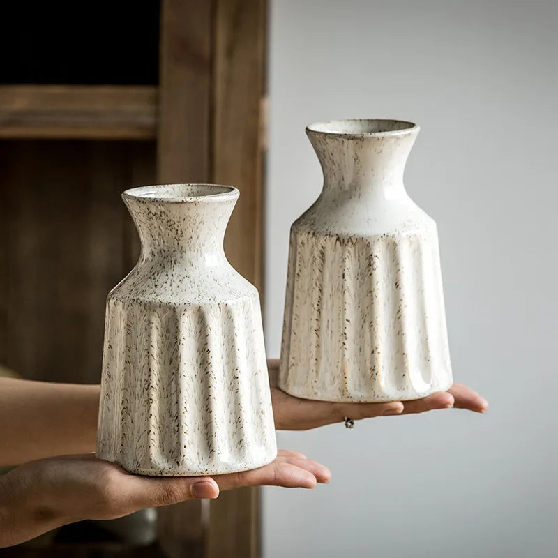 Decorative ceramic jug vase centerpiece for farmhouse décor.