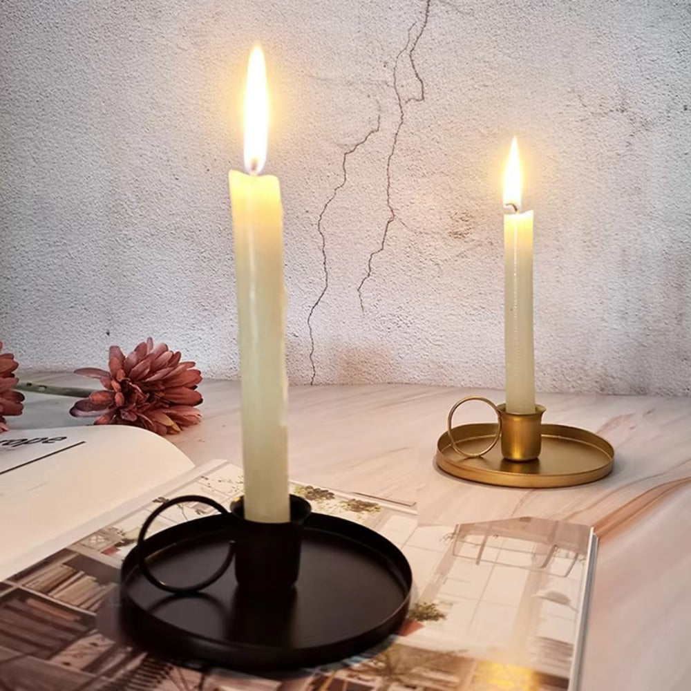Elegant geometric candle stand for wedding table decor.