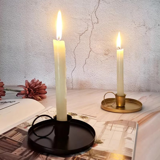 Elegant geometric candle stand for wedding table decor.