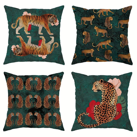 Decorative Persian floral pillow cover with animal prints.