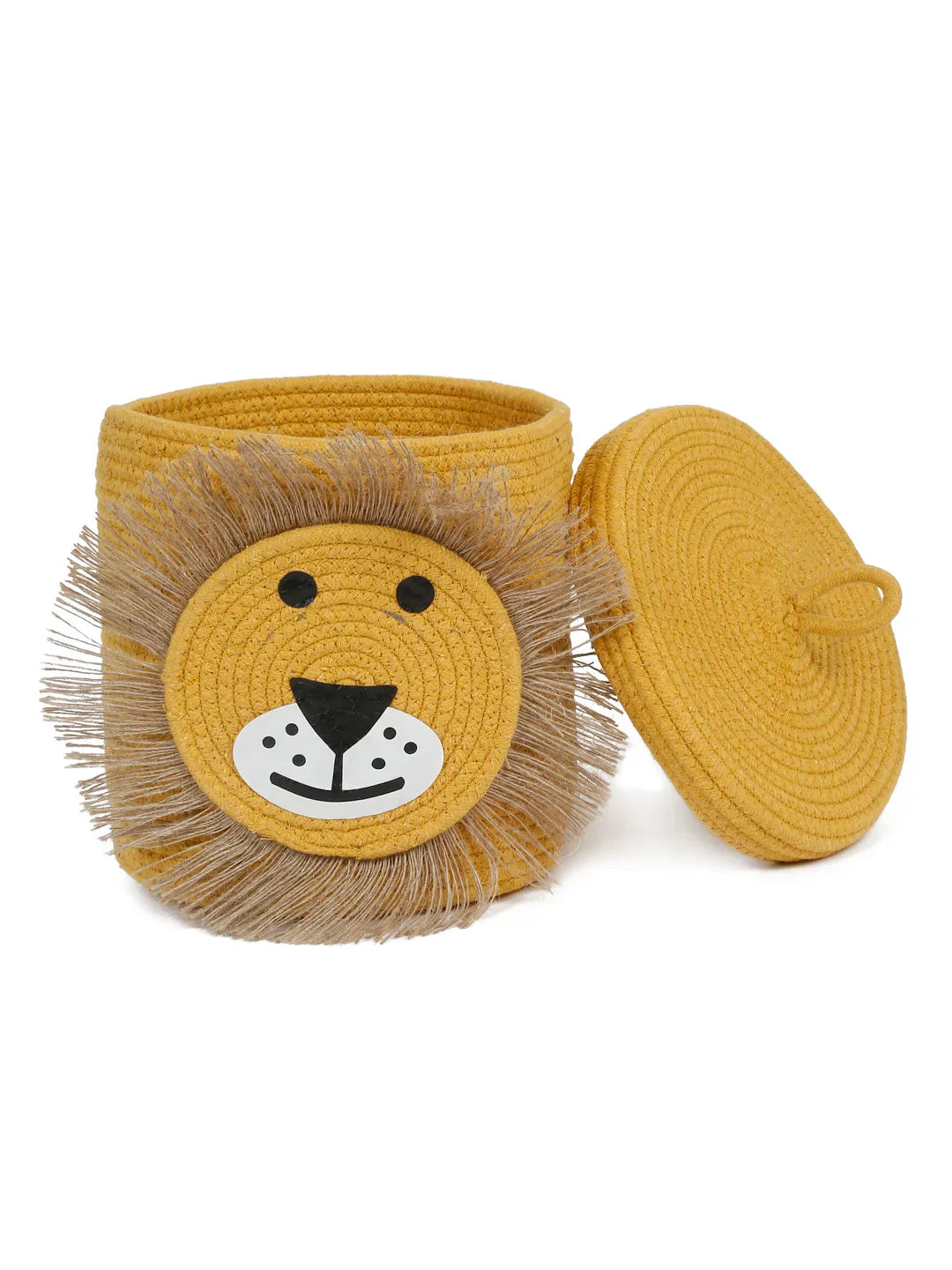 Cartoon lion motif laundry bin with cover