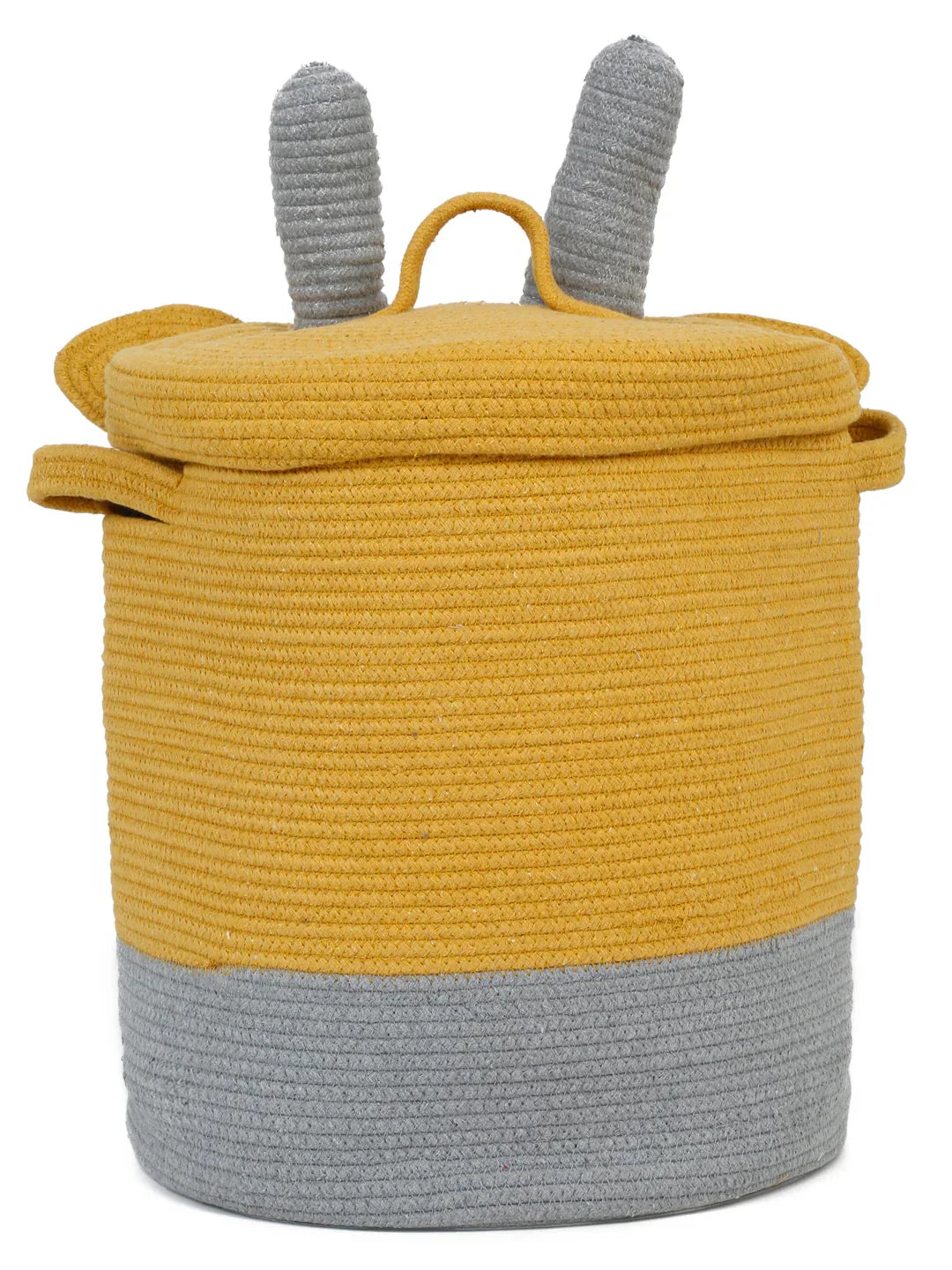 uxury Cow Face Laundry Hamper Yellow & Gray Jute Cotton